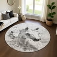 thumbnail image 1 of Addison Rugs Mayfield Premium Machine Washable Transitional Animal Gray Round Rug, 8' X 8' Machine Washable Transitional Animal Gray Oversized Sherpa Throw Blanket, 1 of 6