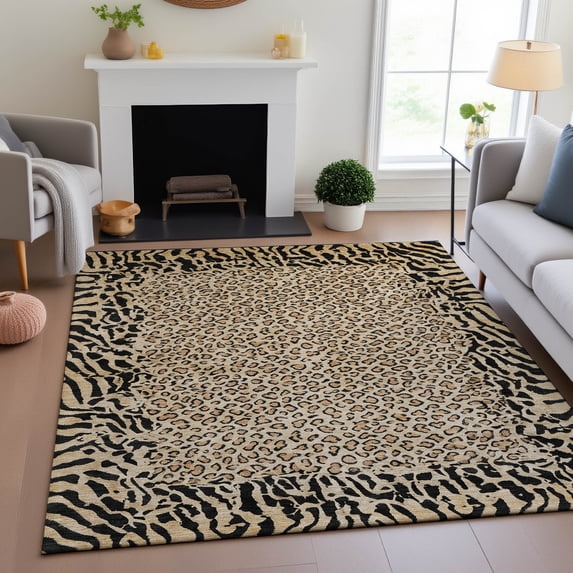 Addison Rugs Mayfield Premium Machine Washable Transitional Animal Skin Gold Rectangle Rug, 9' x 12'