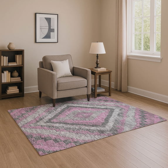 Addison Rugs Mayfield Premium Machine Washable Transitional Aztec Blush Rectangle Rug, 2'6" x 3'10"
