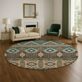 thumbnail image 1 of Addison Rugs Mayfield Premium Machine Washable Transitional Aztec Brown Round Rug, 8' x 8', 1 of 6