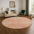 thumbnail image 1 of Addison Rugs Mayfield Premium Machine Washable Transitional Aztec Coral Round Rug, 8' x 8', 1 of 6