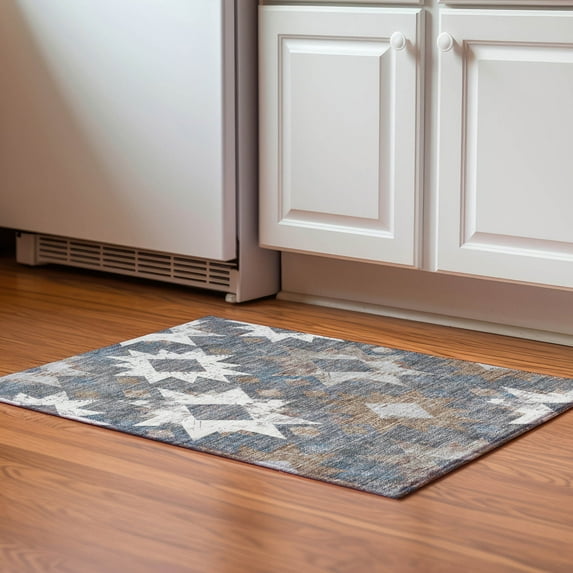 Addison Rugs Mayfield Premium Machine Washable Transitional Aztec Gray Rectangle Rug, 1'8" x 2'6"