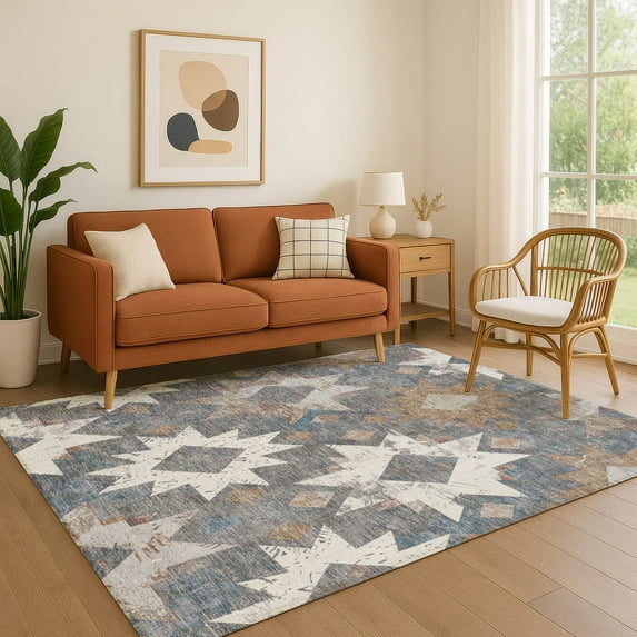 Addison Rugs Mayfield Premium Machine Washable Transitional Aztec Gray Rectangle Rug, 2'6" x 3'10"