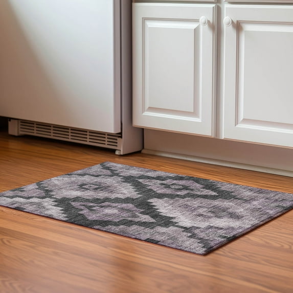 Addison Rugs Mayfield Premium Machine Washable Transitional Aztec Lavender Rectangle Rug, 1'8" x 2'6"