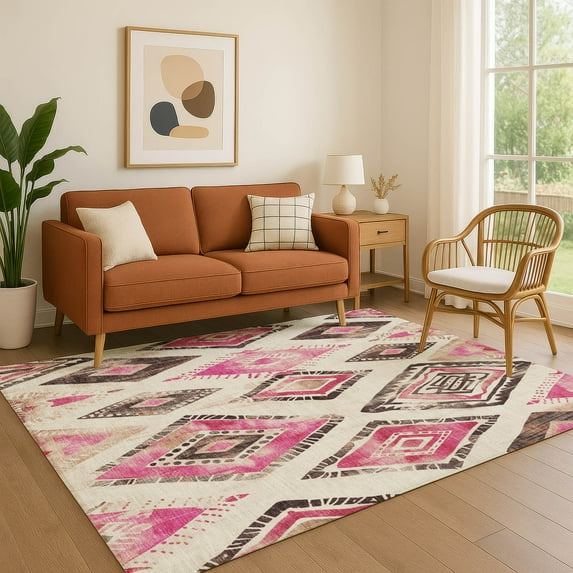 Addison Rugs Mayfield Premium Machine Washable Transitional Aztec Linen Rectangle Rug, 3' x 5'