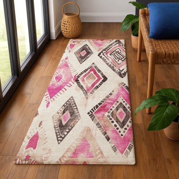 Addison Rugs Mayfield Premium Machine Washable Transitional Aztec Linen Runner Rug, 2'3" x 7'6"