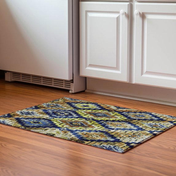 Addison Rugs Mayfield Premium Machine Washable Transitional Aztec Navy Rectangle Rug, 1'8" x 2'6"