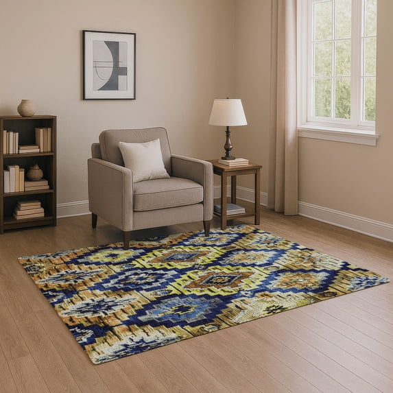 Addison Rugs Mayfield Premium Machine Washable Transitional Aztec Navy Rectangle Rug, 2'6" x 3'10"