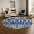 thumbnail image 1 of Addison Rugs Mayfield Premium Machine Washable Transitional Aztec Navy Round Rug, 8' x 8', 1 of 6