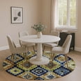 thumbnail image 1 of Addison Rugs Mayfield Premium Machine Washable Transitional Aztec Navy Round Rug, 8' x 8', 1 of 6