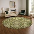 thumbnail image 1 of Addison Rugs Mayfield Premium Machine Washable Transitional Aztec Olive Round Rug, 8' x 8', 1 of 6