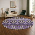 thumbnail image 1 of Addison Rugs Mayfield Premium Machine Washable Transitional Aztec Purple Round Rug, 8' x 8', 1 of 6