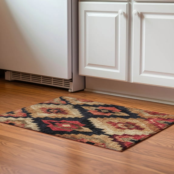 Addison Rugs Mayfield Premium Machine Washable Transitional Aztec Rust Rectangle Rug, 1'8" x 2'6"