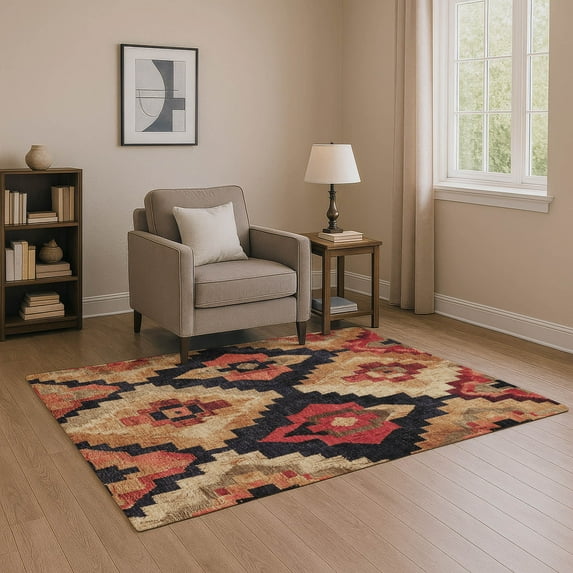 Addison Rugs Mayfield Premium Machine Washable Transitional Aztec Rust Rectangle Rug, 10' x 14'