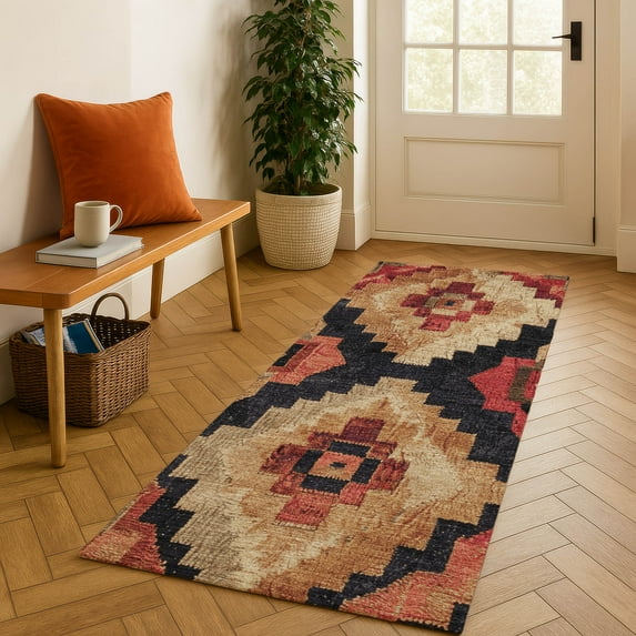 Addison Rugs Mayfield Premium Machine Washable Transitional Aztec Rust Runner Rug, 2'3" x 7'6"