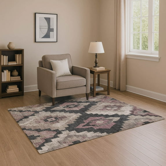 Addison Rugs Mayfield Premium Machine Washable Transitional Aztec Taupe Rectangle Rug, 5' x 7'6"