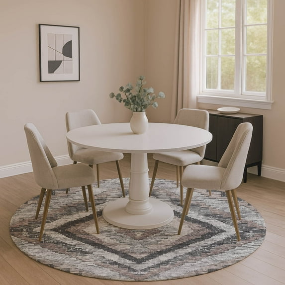 Addison Rugs Mayfield Premium Machine Washable Transitional Aztec Taupe Round Rug, 8' x 8'