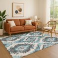 thumbnail image 1 of Addison Rugs Mayfield Premium Machine Washable Transitional Aztec Teal Rectangle Rug, 2'6" x 3'10", 1 of 7
