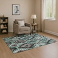thumbnail image 1 of Addison Rugs Mayfield Premium Machine Washable Transitional Aztec Teal Rectangle Rug, 5' x 7'6", 1 of 7
