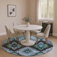 thumbnail image 1 of Addison Rugs Mayfield Premium Machine Washable Transitional Aztec Teal Round Rug, 8' x 8', 1 of 6