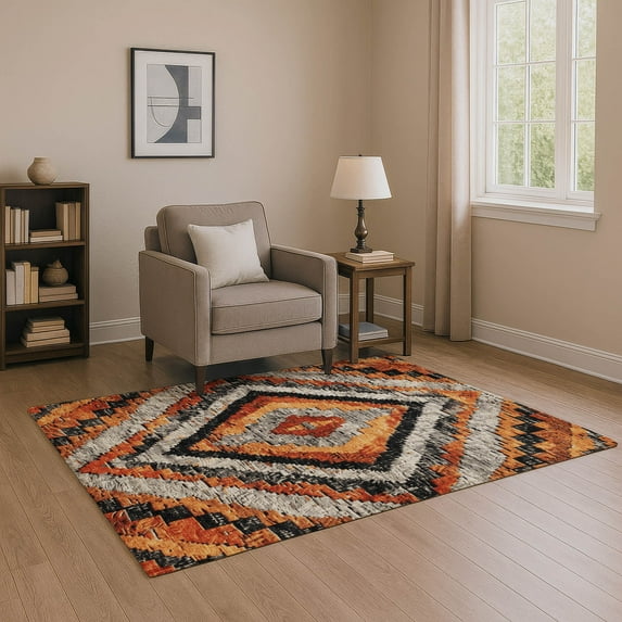 Addison Rugs Mayfield Premium Machine Washable Transitional Aztec Terracotta Rectangle Rug, 8' x 10'