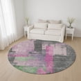 thumbnail image 1 of Addison Rugs Mayfield Premium Machine Washable Transitional Blocks Blush Round Rug, 8' x 8', 1 of 6