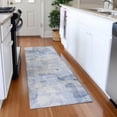 thumbnail image 1 of Addison Rugs Mayfield Premium Machine Washable Transitional Blocks Denim Runner Rug, 2'3" X 7'6" Machine Washable Transitional Blocks Denim Oversized Sherpa Throw Blanket, 1 of 6