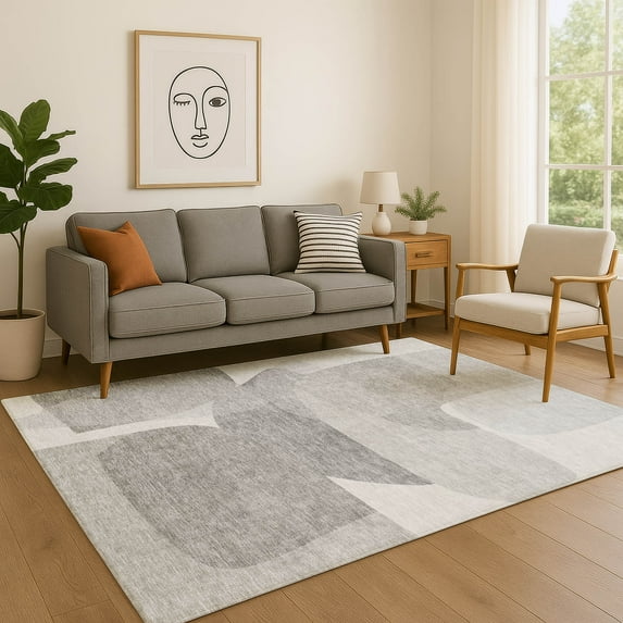 Addison Rugs Mayfield Premium Machine Washable Transitional Blocks Linen Rectangle Rug, 9' x 12'