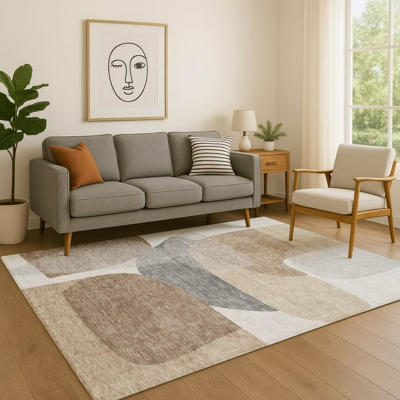 Addison Rugs Mayfield Premium Machine Washable Transitional Blocks Mocha Rectangle Rug, 3' X 5' Machine Washable Transitional Blocks Mocha Oversized Sherpa Throw Blanket