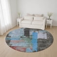 thumbnail image 1 of Addison Rugs Mayfield Premium Machine Washable Transitional Blocks Sky Round Rug, 8' x 8', 1 of 6