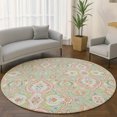thumbnail image 1 of Addison Rugs Mayfield Premium Machine Washable Transitional Bohemian Aloe Round Rug, 8' x 8', 1 of 6