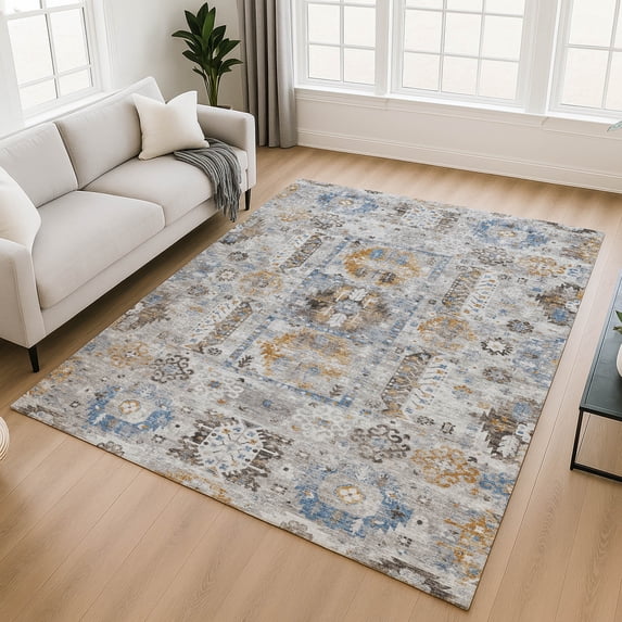 Addison Rugs Mayfield Premium Machine Washable Transitional Bohemian Gray Rectangle Rug, 10' x 14'