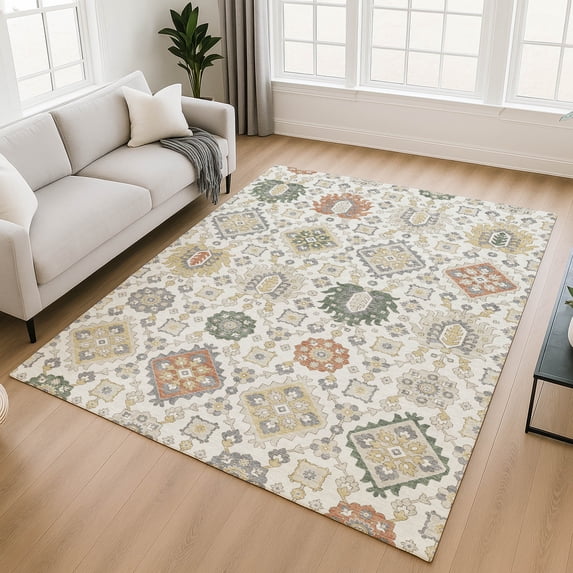 Addison Rugs Mayfield Premium Machine Washable Transitional Bohemian Ivory Rectangle Rug, 3' x 5'