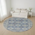 thumbnail image 1 of Addison Rugs Mayfield Premium Machine Washable Transitional Border Blue Round Rug, 8' x 8', 1 of 6