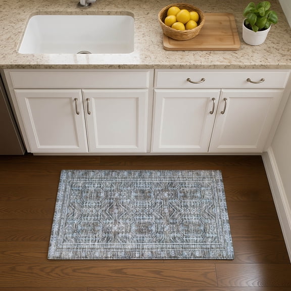 Addison Rugs Mayfield Premium Machine Washable Transitional Border Chocolate Rectangle Rug, 1'8" x 2'6"