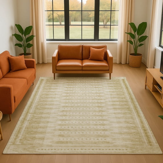Addison Rugs Mayfield Premium Machine Washable Transitional Border Gold Rectangle Rug, 2'6" x 3'10"