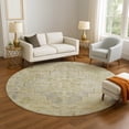 thumbnail image 1 of Addison Rugs Mayfield Premium Machine Washable Transitional Border Gold Round Rug, 8' x 8', 1 of 6