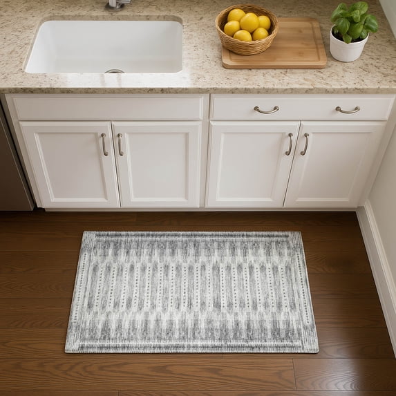 Addison Rugs Mayfield Premium Machine Washable Transitional Border Gray Rectangle Rug, 1'8" x 2'6"