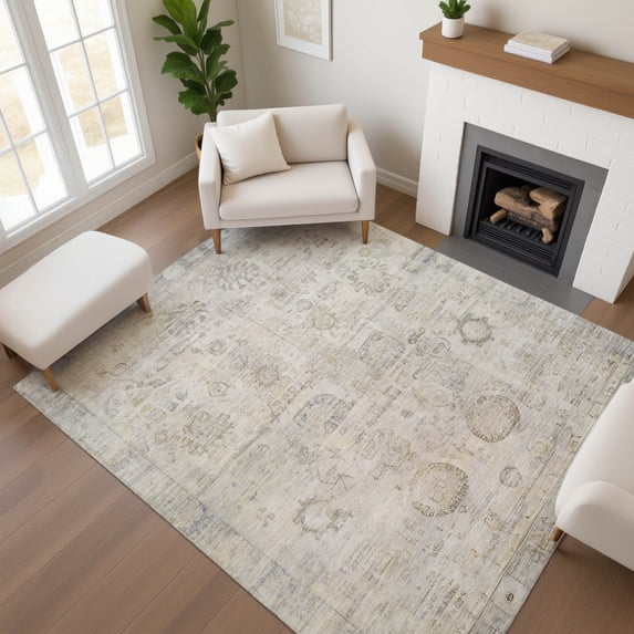 Addison Rugs Mayfield Premium Machine Washable Transitional Border Linen Rectangle Rug, 2'6" x 3'10"