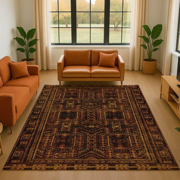 Addison Rugs Mayfield Premium Machine Washable Transitional Border Paprika Rectangle Rug, 10' x 14'