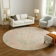 thumbnail image 1 of Addison Rugs Mayfield Premium Machine Washable Transitional Border Pink Round Rug, 8' x 8', 1 of 6