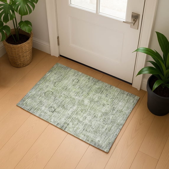 Addison Rugs Mayfield Premium Machine Washable Transitional Border Sage Rectangle Rug, 1'8" x 2'6"