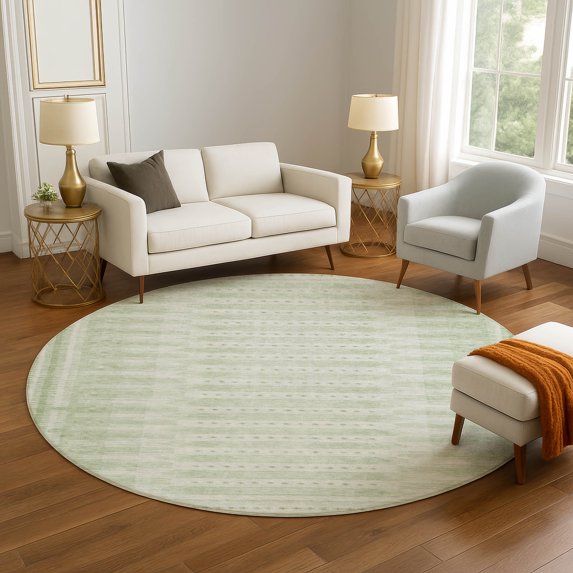 Addison Rugs Mayfield Premium Machine Washable Transitional Border Sage Round Rug, 8' x 8'