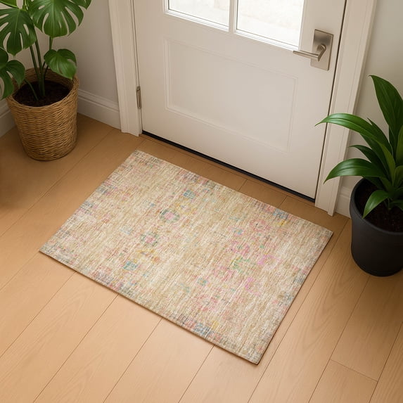 Addison Rugs Mayfield Premium Machine Washable Transitional Border Tan Rectangle Rug, 1'8" x 2'6"