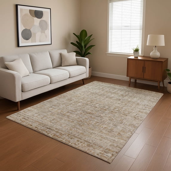 Addison Rugs Mayfield Premium Machine Washable Transitional Border Taupe Rectangle Rug, 10' x 14'