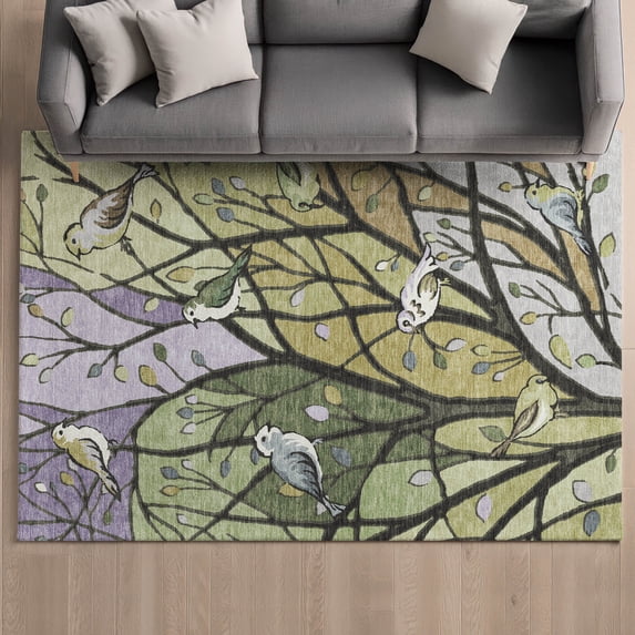 Addison Rugs Mayfield Premium Machine Washable Transitional Botanical Aloe Rectangle Rug, 10' x 14'