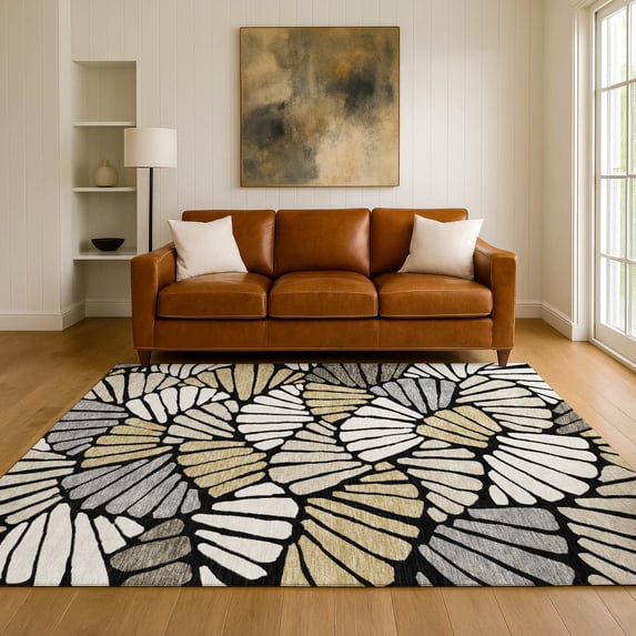 Addison Rugs Mayfield Premium Machine Washable Transitional Casual Black Rectangle Rug, 10' x 14'