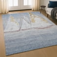 thumbnail image 1 of Addison Rugs Mayfield Premium Machine Washable Transitional Coastal Blue Rectangle Rug, 3' X 5' Machine Washable Transitional Coastal Blue Oversized Sherpa Throw Blanket, 1 of 6