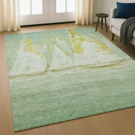 Addison Rugs Mayfield Premium Machine Washable Transitional Coastal Green Rectangle Rug, 3' X 5' Machine Washable Transitional Coastal Green Oversized Sherpa Throw Blanket
