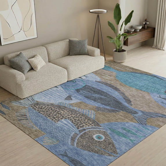 Addison Rugs Mayfield Premium Machine Washable Transitional Coastal Taupe Rectangle Rug, 5' x 7'6"